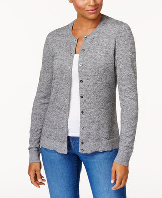 Karen Scott Women's Marled Cardigan Gray Size Petite X-Large