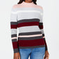 Karen Scott Women's Cotton Striped Ribbed Sweater -Pink Size -PS