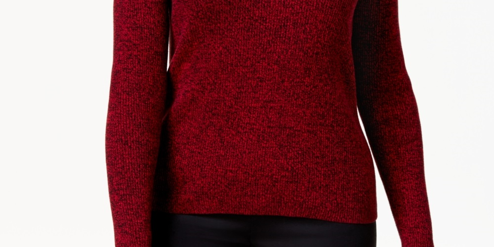 Karen Scott Women's Cotton Ribbed Marled Sweater Red Size Petite X-Large