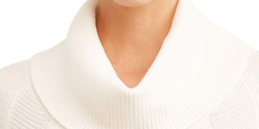 Style & Co Women's Ivory Heather Long Sleeve Crew Neck Sweater White Size PM