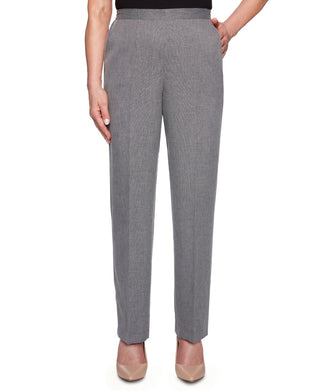 Alfred Dunner Women's Boardroom Mini Texture Pants Gray