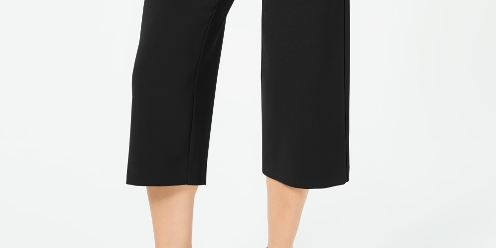 Alfani Women's Sash Belt Cropped Pants Black Size 12