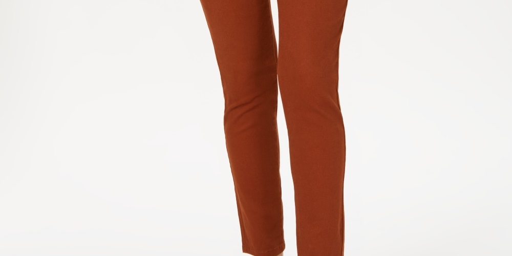 Style & Co Women's Curvy Fit Tummy Control Skinny Jeans Brown Size 14P