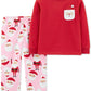 Carter's Toddler Girl's 2 Pc Fleece Santa Pajamas Set Red Size 3T