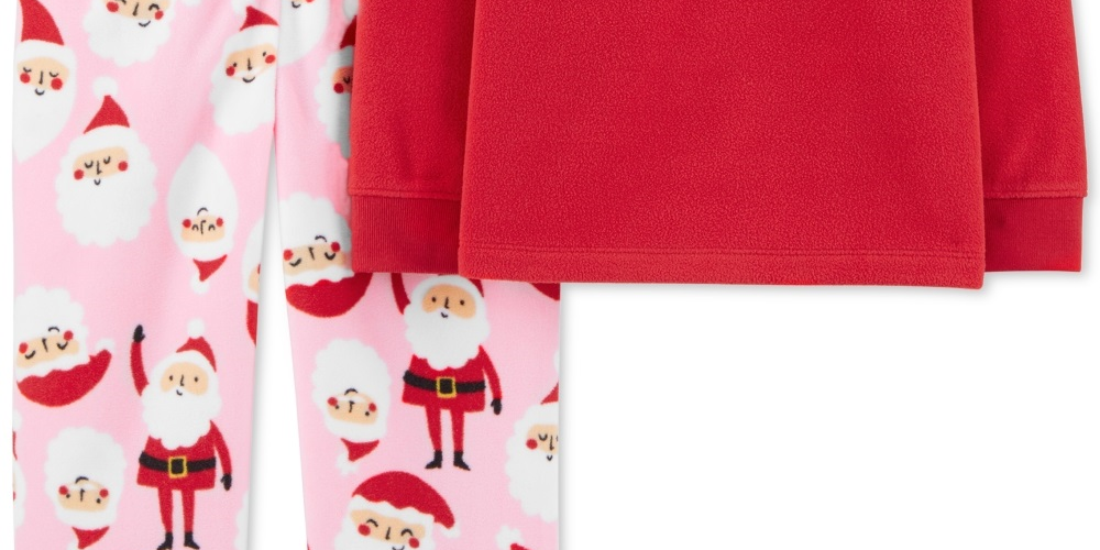 Carter's Toddler Girl's 2 Pc Fleece Santa Pajamas Set Red Size 3T