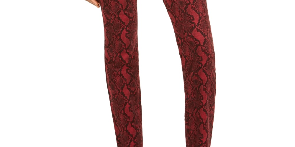 INC International Concepts Women's Incessential Snake Print Skinny Jeans Red Size 12