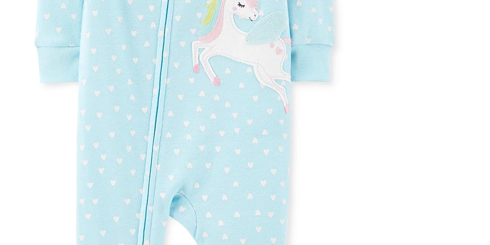 Carter's Kid's Toddler Girls 1 Pc. Heart Print Pegasus Footed Pajamas Blue Size 3T