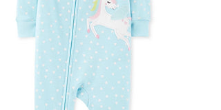 Carter's Kid's Toddler Girls 1 Pc. Heart Print Pegasus Footed Pajamas Blue Size 3T