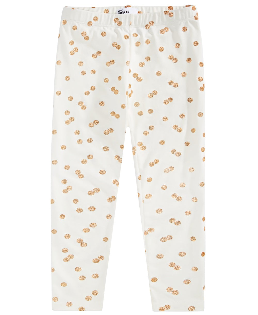Epic Threads Toddler Girl's Glitter Dot Leggings White Size 2T