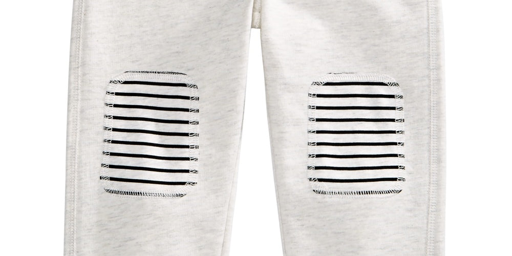 First Impressions Boy's Knee Patch Jogger Pants  White Size 6MOS