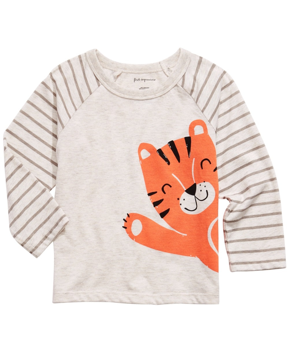 First Impressions Baby Boy's Tiger Print T-Shirt Beige Size 6-9 Months