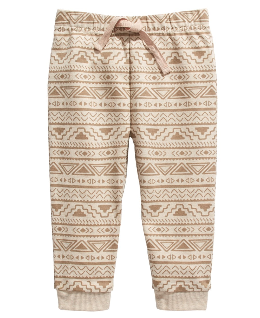 First Impressions Kid's Infant Boys Geo Print Joggers Vanila Bean Heather Beige Size 7