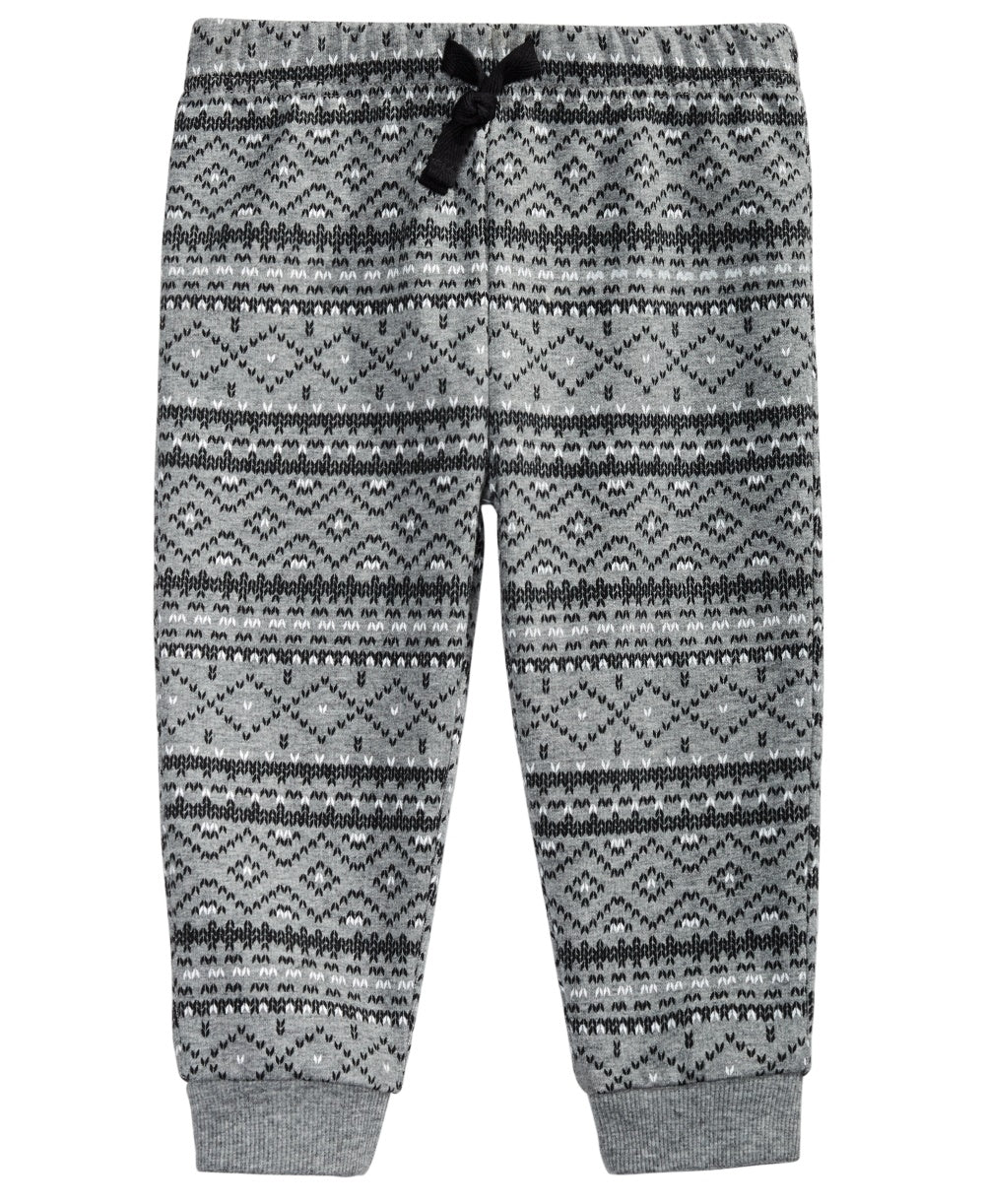 First Impressions Boy's Fair Isle Print Joggers Gray Size 18MOS