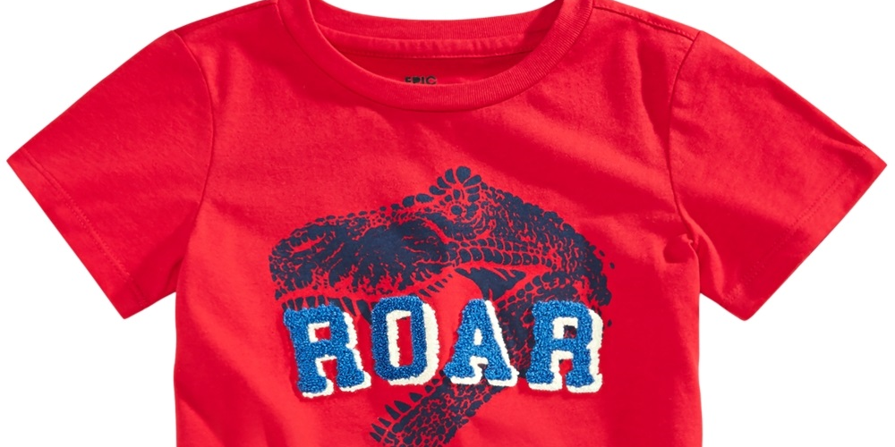 Epic Threads Toddler Boy's Roar Tufted Chenille T-Shirt  Red Size 4