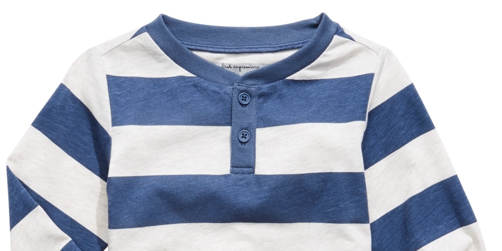 First Impressions Baby Boy's Striped Henley T-Shirt Blue Size 12MOS