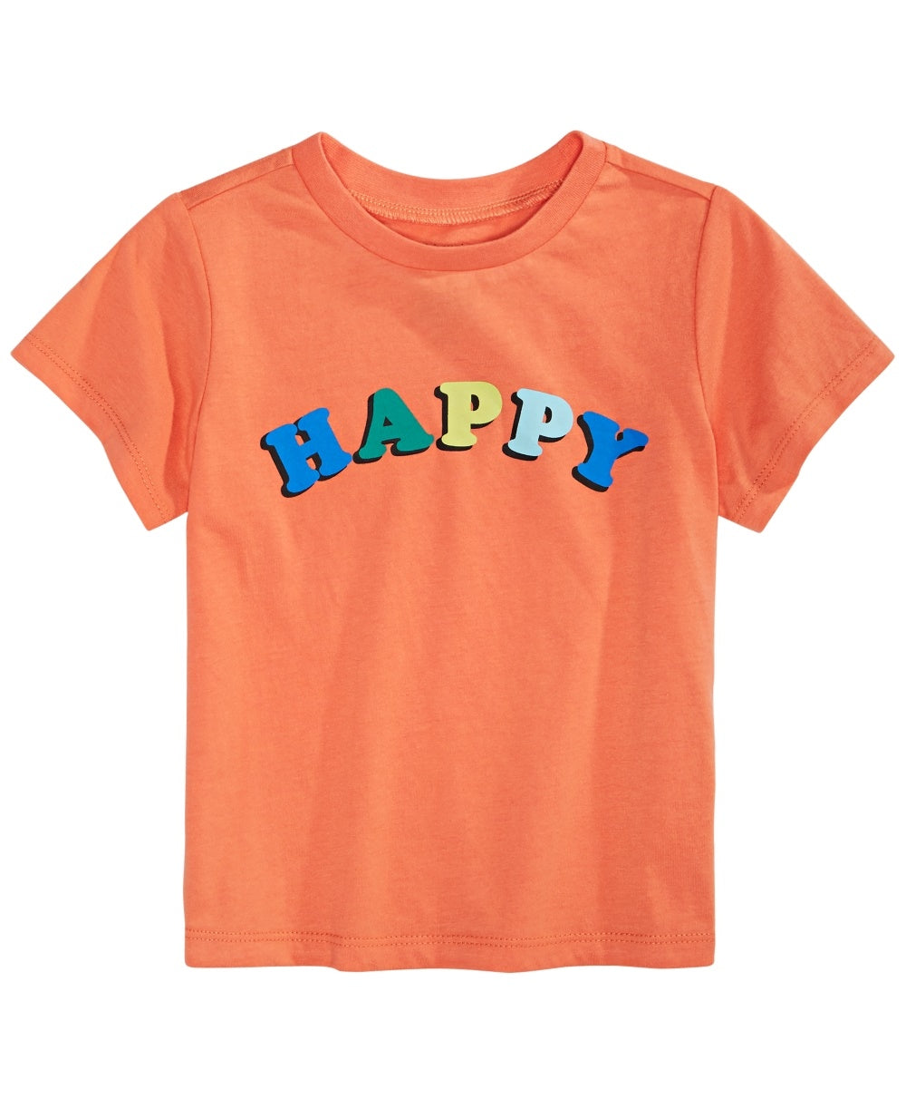 First Impressions Boy's Happy Print Cotton T Shirt Orange Size 2T REG