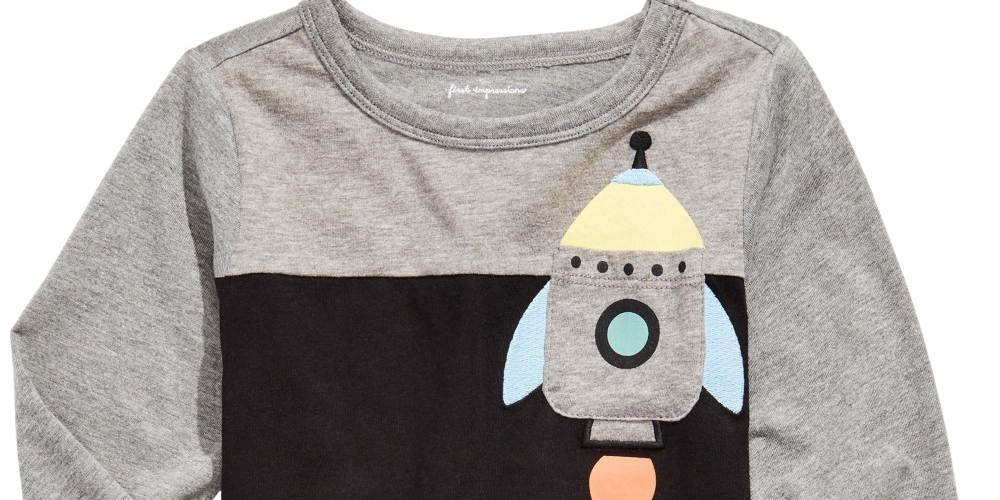 First Impressions Baby Boy's Rocket Print Pocket T-Shirt Black Size 18 Months