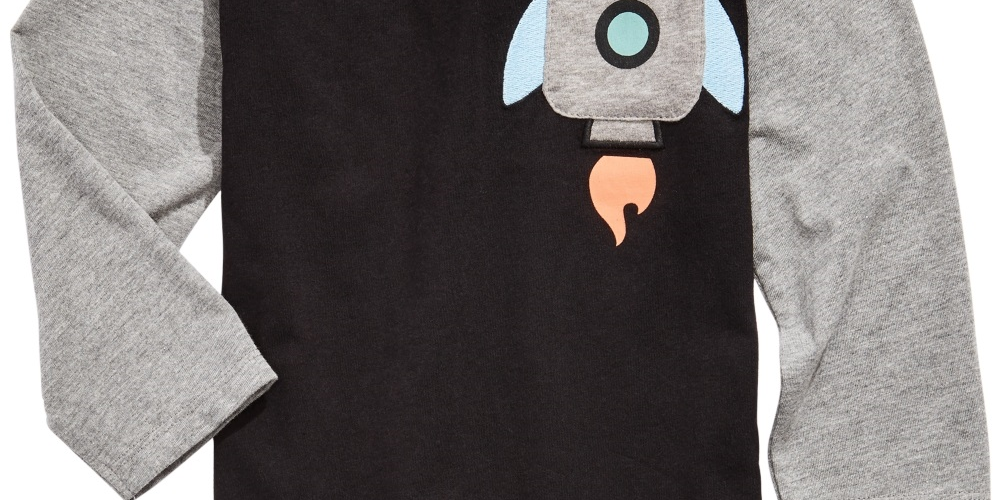 First Impressions Baby Boy's Rocket Print Pocket T-Shirt Black Size 18 Months