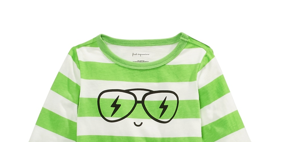 First Impressions Kid's Baby Boys Striped Face Print Cotton T Shirt Green Size 18