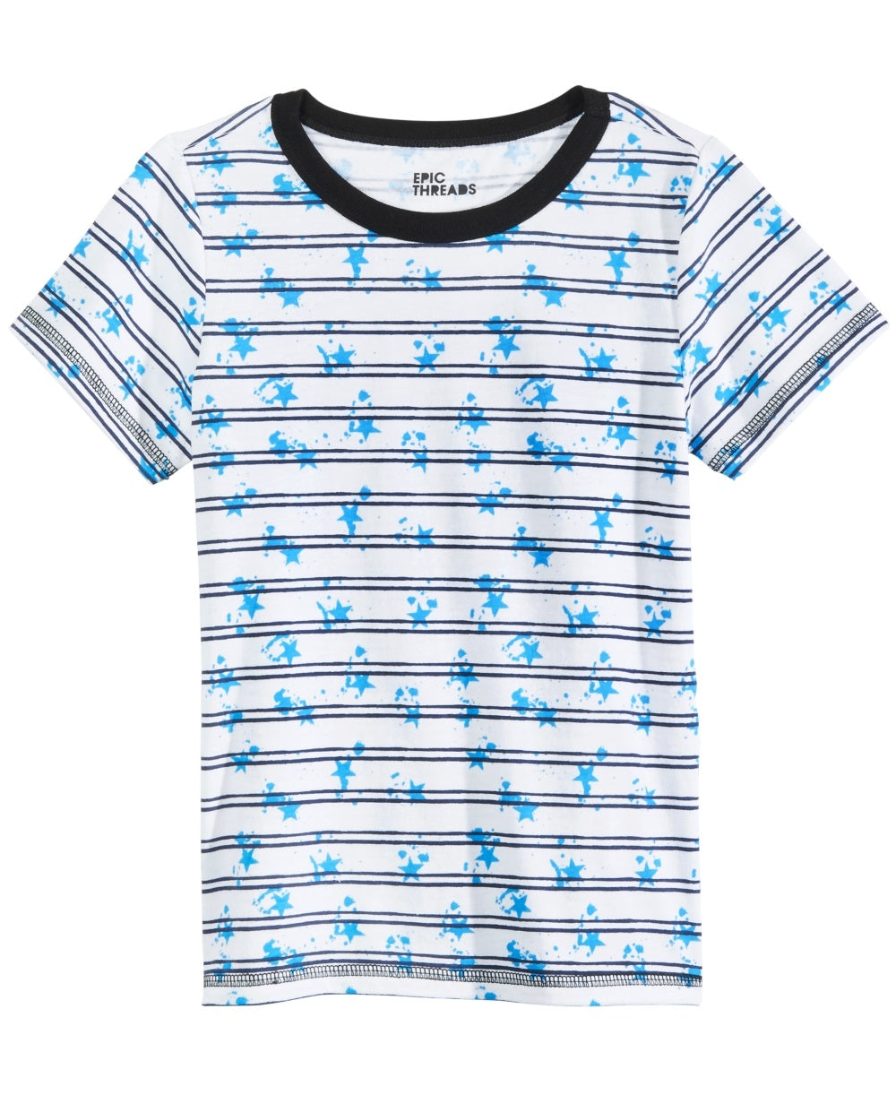 Epic Threads Little Boy's Splatter Stripe T-Shirt White Size 5