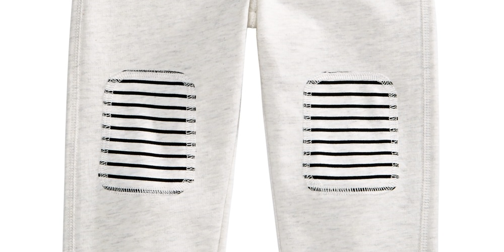 First Impressions Baby Boy's Knee Patch Jogger Pants White Size 3-6 Months