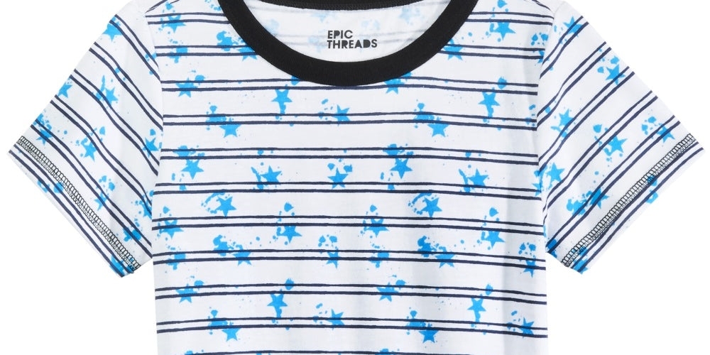 Epic Threads Little Boy's Splatter Stripe T-Shirt White Size 6