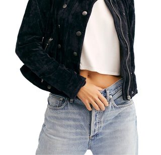 Free People Women's Zip Up Jacket Black Size Small