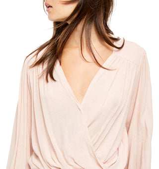Free People Women's Check On It Faux Wrap Top Pink Size Extra Small