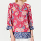 Charter Club Women's Double Floral Printed Tunic Pink Size Petite Medium