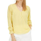 Maison Jules Women's Printed Ruffled-Cuff Top  Med Yellow Size X-Large