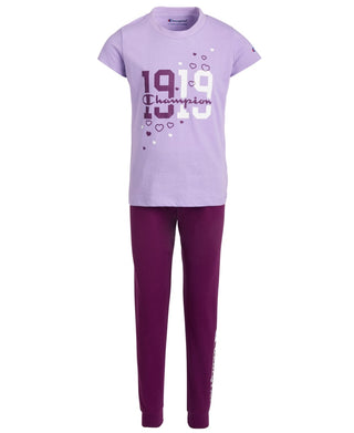 Champion Kid's Toddler Girls 2 Pc. T Shirt & French Terry Jogger Pants Set Purple Size 2T