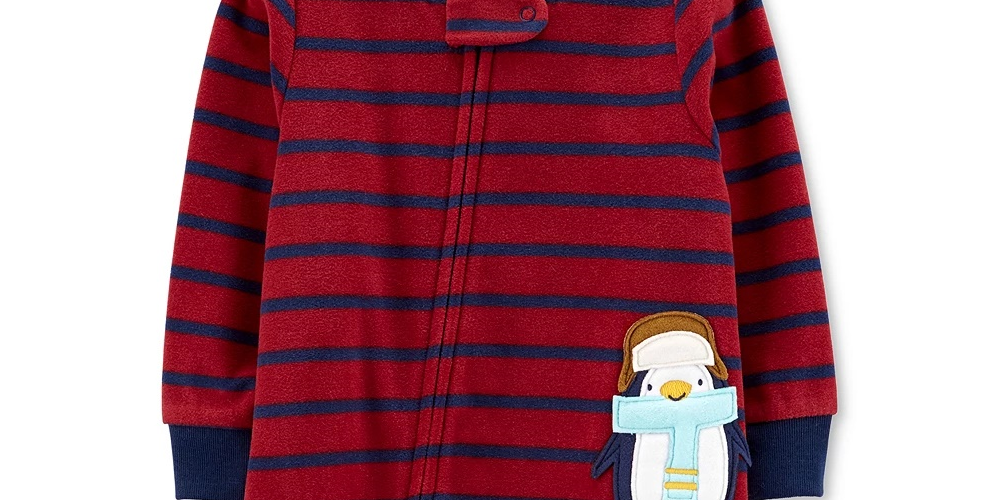 Carter's Kid's Toddler Boys Footed Fleece Penguin Pajamas Red Size 4T