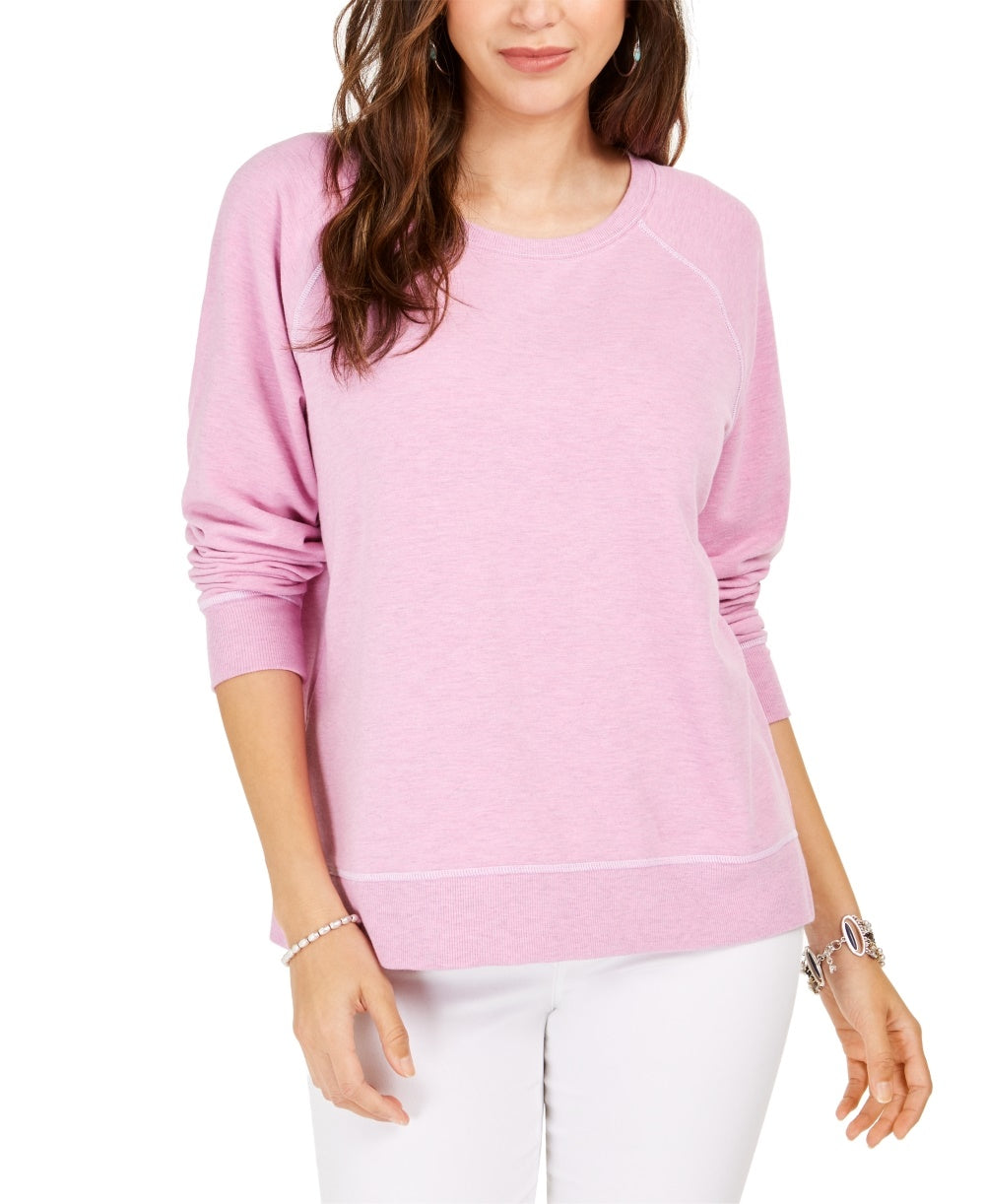 Style & Co Women's Contrast Stitched Sweatshirt Purple Size Large