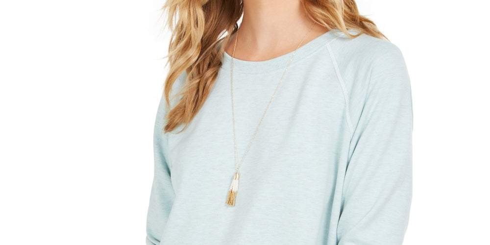 Style & Co Women's Contrast Stitched Sweatshirt Green Size Medium