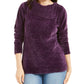 Karen Scott Women's Envelope Neck Chenille Sweater Purple Size PS