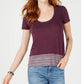 Lucky Brand Women's Border Print Tee Purple Size X-Large