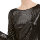 MSK Women's Mirror-Dot Bell-Sleeve Top Black Size X-Large