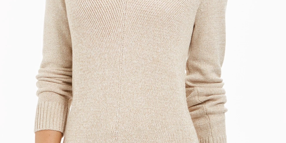 Charter Club Women's Marled V Neck Sweater Beige Size Petite Small