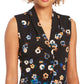 Calvin Klein Women's Sleeveless Printed Top Blue Size Petite X-Large