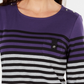 Karen Scott Women's Petite Striped Colorblocked Top Purple Size Petite