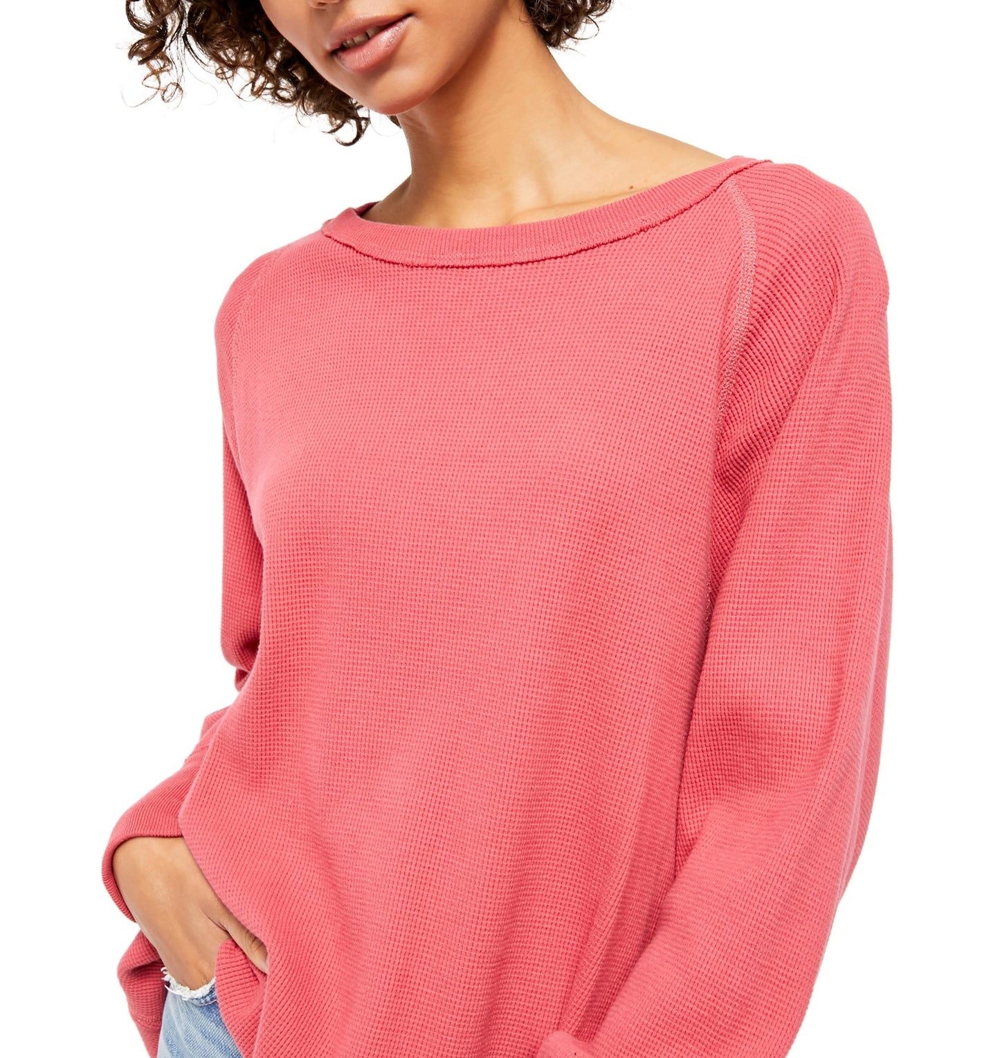 Free People Women's Amelia Thermal Top Pink Size Medium