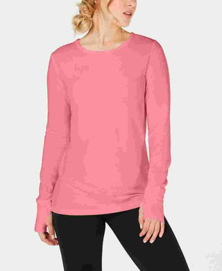 Ideology Women's Long Sleeve T Shirt Active Wear Top Pink Size Small