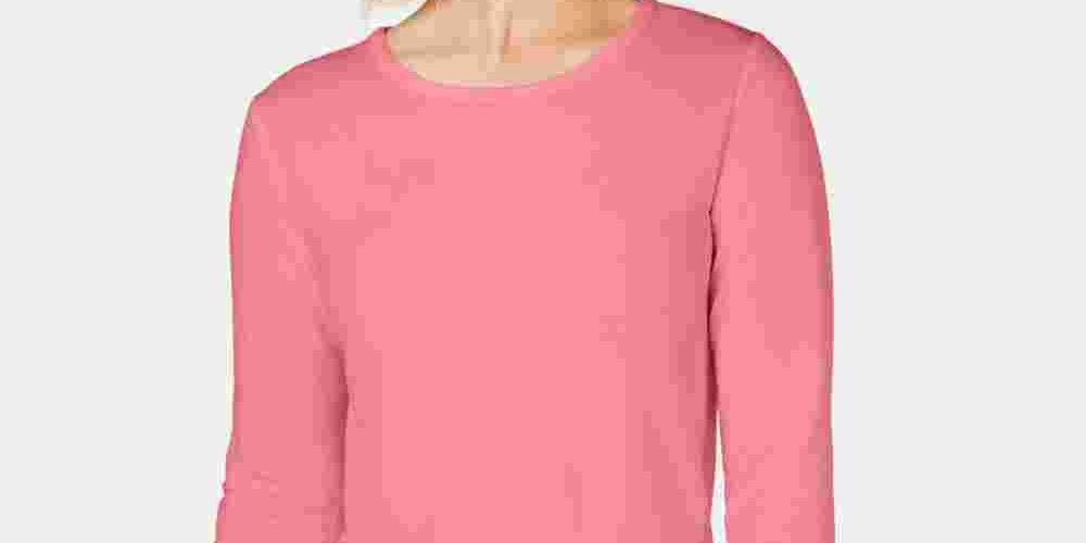 Ideology Women's Long Sleeve T Shirt Active Wear Top Pink Size Small