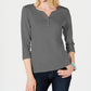 Karen Scott Women's Cotton Henley Top Charcoal Size XX-Large