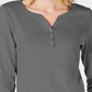 Karen Scott Women's Cotton Henley Top Charcoal Size XX-Large
