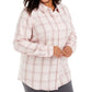 Charter Club Women's Plus Size Ilanna Cotton Plaid Button Up Shirt Pink Size 0X