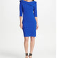 DKNY Women's Ruffle V Neck Sheath Dress Blue Size 8