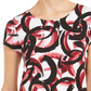 Alfani Women's Petite Printed Round-Hem T-Shirt  Red Size PM