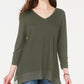 Style & Co Women's Petite Chiffon-Hem Top Med Green Size PM
