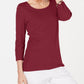 Karen Scott Women's Petite Cotton Scoop-Neck Top Medium Red Size PS
